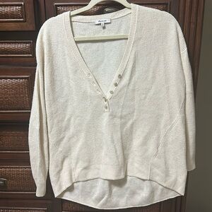Madewell cream waffle knit wool blend sweater